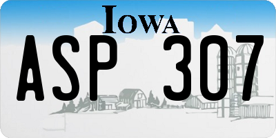 IA license plate ASP307
