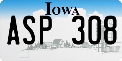 IA license plate ASP308