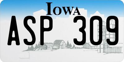 IA license plate ASP309