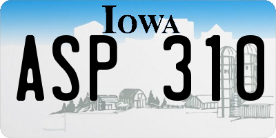 IA license plate ASP310