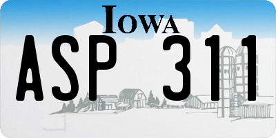 IA license plate ASP311