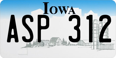 IA license plate ASP312