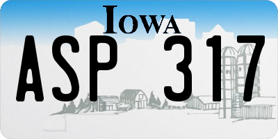 IA license plate ASP317