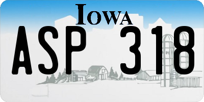 IA license plate ASP318