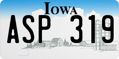 IA license plate ASP319