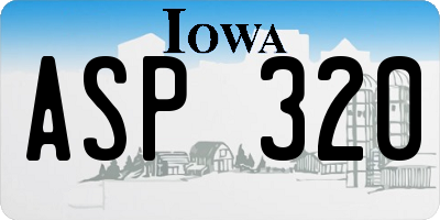 IA license plate ASP320