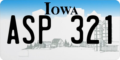 IA license plate ASP321