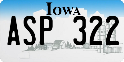 IA license plate ASP322