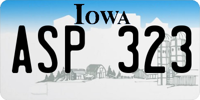 IA license plate ASP323