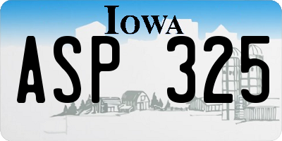 IA license plate ASP325