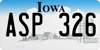 IA license plate ASP326