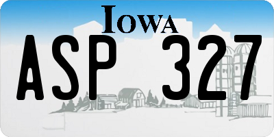 IA license plate ASP327