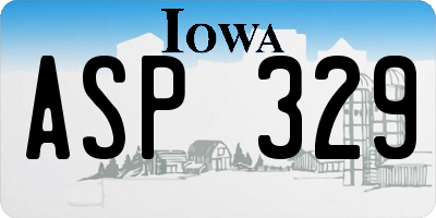 IA license plate ASP329