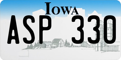 IA license plate ASP330