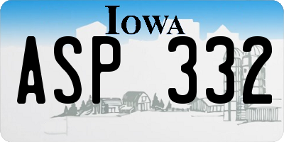 IA license plate ASP332