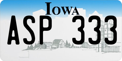 IA license plate ASP333