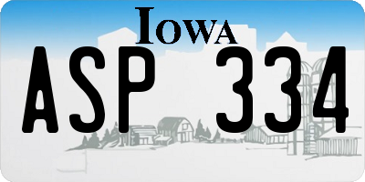 IA license plate ASP334