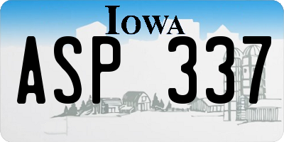 IA license plate ASP337