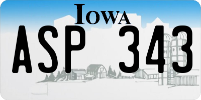 IA license plate ASP343