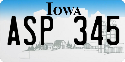 IA license plate ASP345