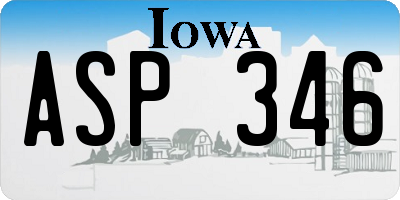 IA license plate ASP346