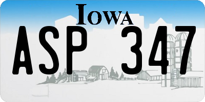 IA license plate ASP347
