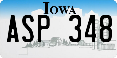 IA license plate ASP348