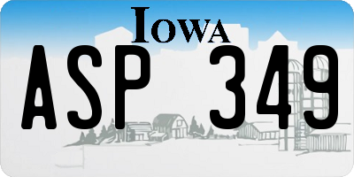 IA license plate ASP349