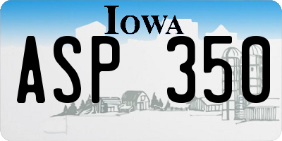 IA license plate ASP350
