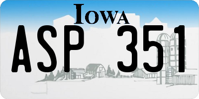 IA license plate ASP351