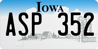 IA license plate ASP352