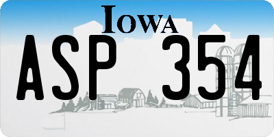 IA license plate ASP354