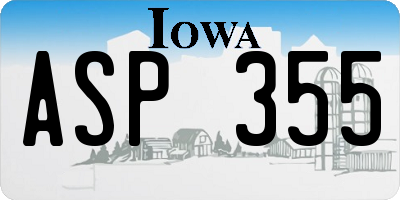 IA license plate ASP355