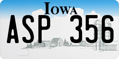 IA license plate ASP356