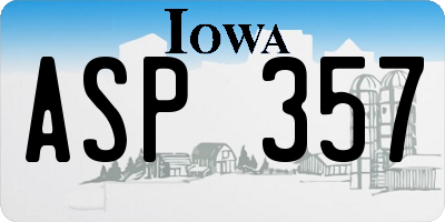IA license plate ASP357