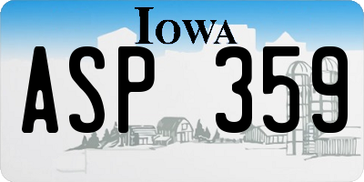 IA license plate ASP359