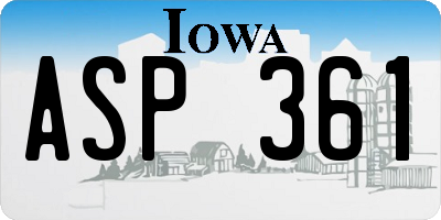 IA license plate ASP361