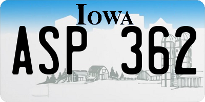 IA license plate ASP362