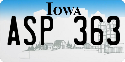 IA license plate ASP363