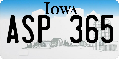 IA license plate ASP365