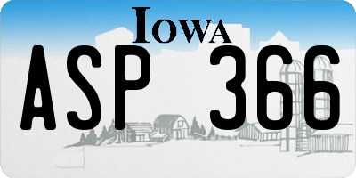 IA license plate ASP366
