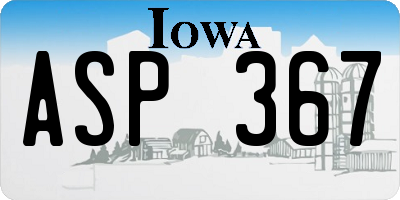 IA license plate ASP367