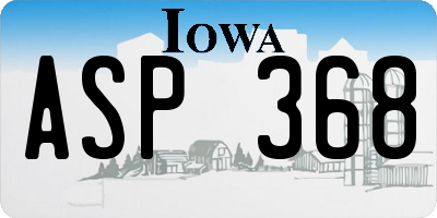 IA license plate ASP368