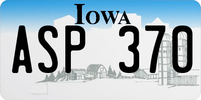 IA license plate ASP370