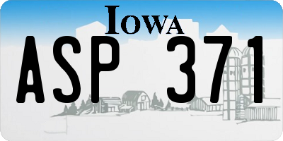 IA license plate ASP371