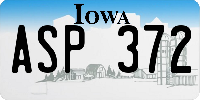 IA license plate ASP372