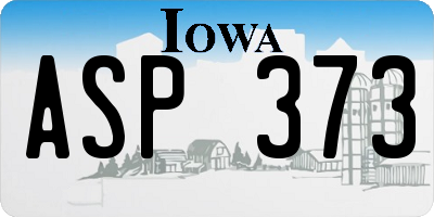 IA license plate ASP373