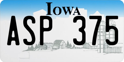 IA license plate ASP375