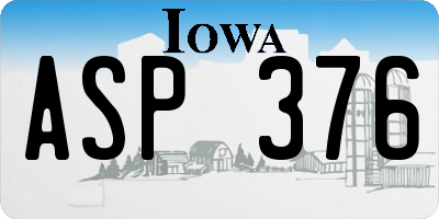 IA license plate ASP376
