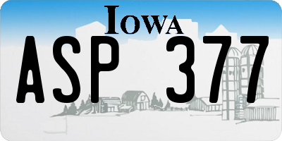 IA license plate ASP377